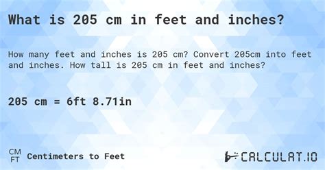 205cm to feet|Convert 205 cm to feet and inches